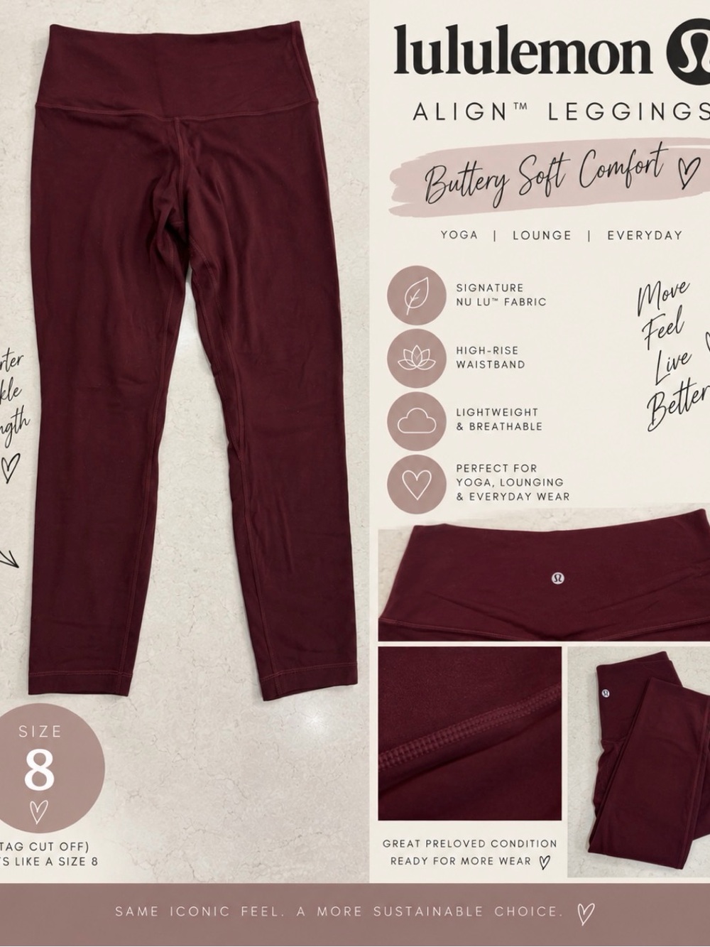 Lululemon Align High-Rise Women’s Leggings – Burgundy